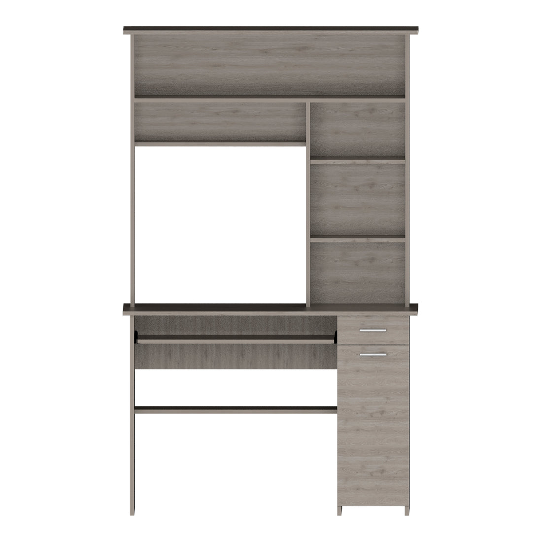 Light Gray 2 Drawer 7 Shelf Computer Desk With Hutch Light Gray Particle Board