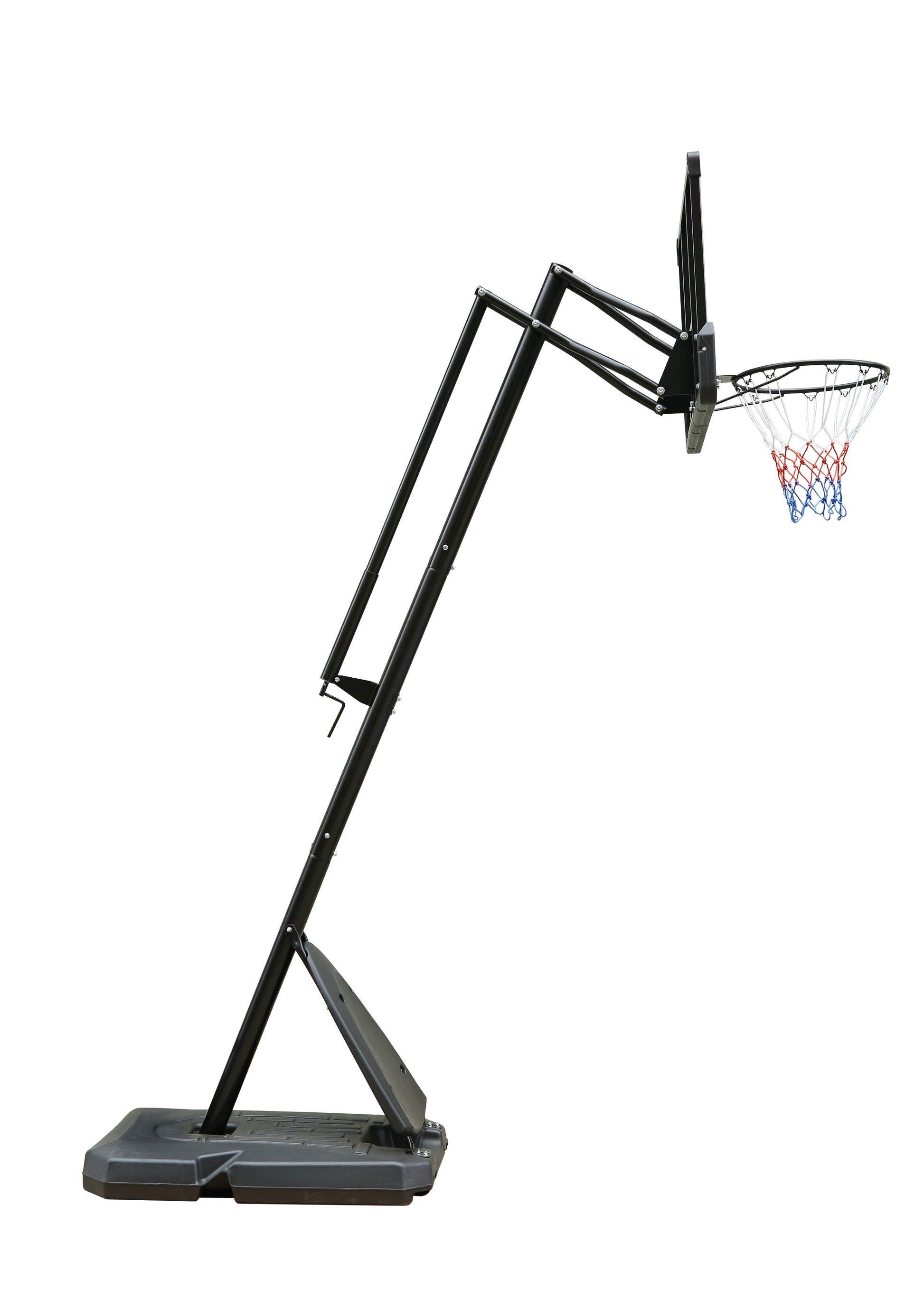 Height Adjustable 7.5 To 10Ft Basketball Hoop 44 Inch Backboard Portable Basketball Goal System With Stable Base And Wheels, Use For Outdoor Black White Iron