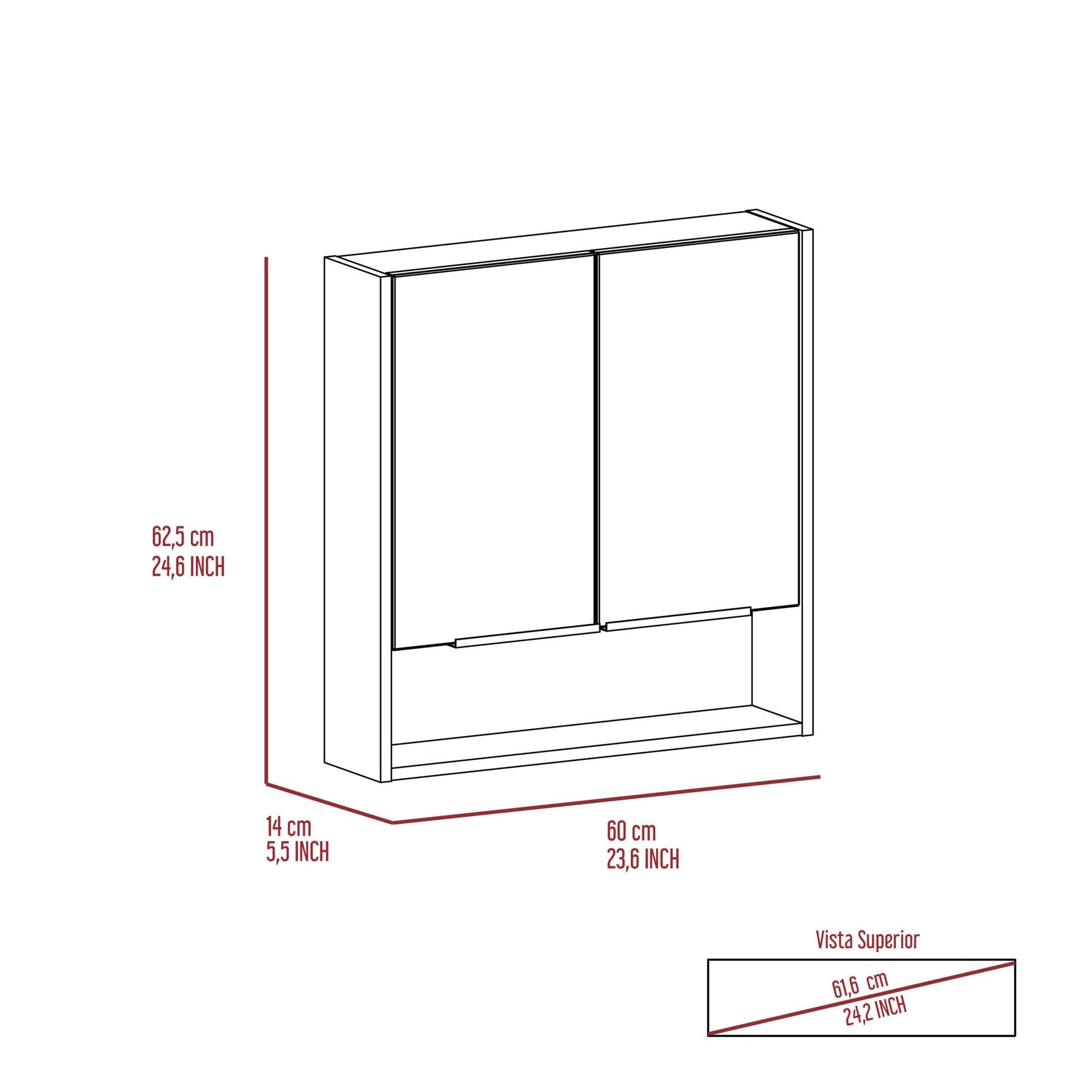 Manchester Rectangle Medicine Cabinet With Mirror White White Particle Board