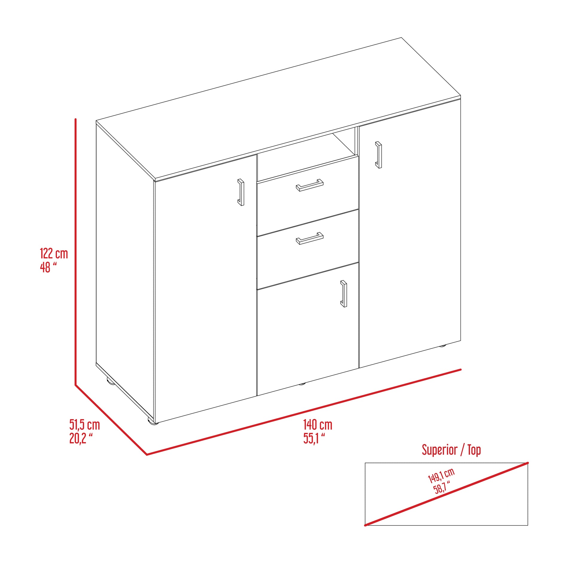 Black Wengue 1 Shelf 2 Drawer Rectangle Dresser Black Bedroom Particle Board