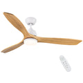 Yuhao 52 In.Intergrated Led Ceiling Fan Lighting With Remote Control Beige Yellow Solid Wood