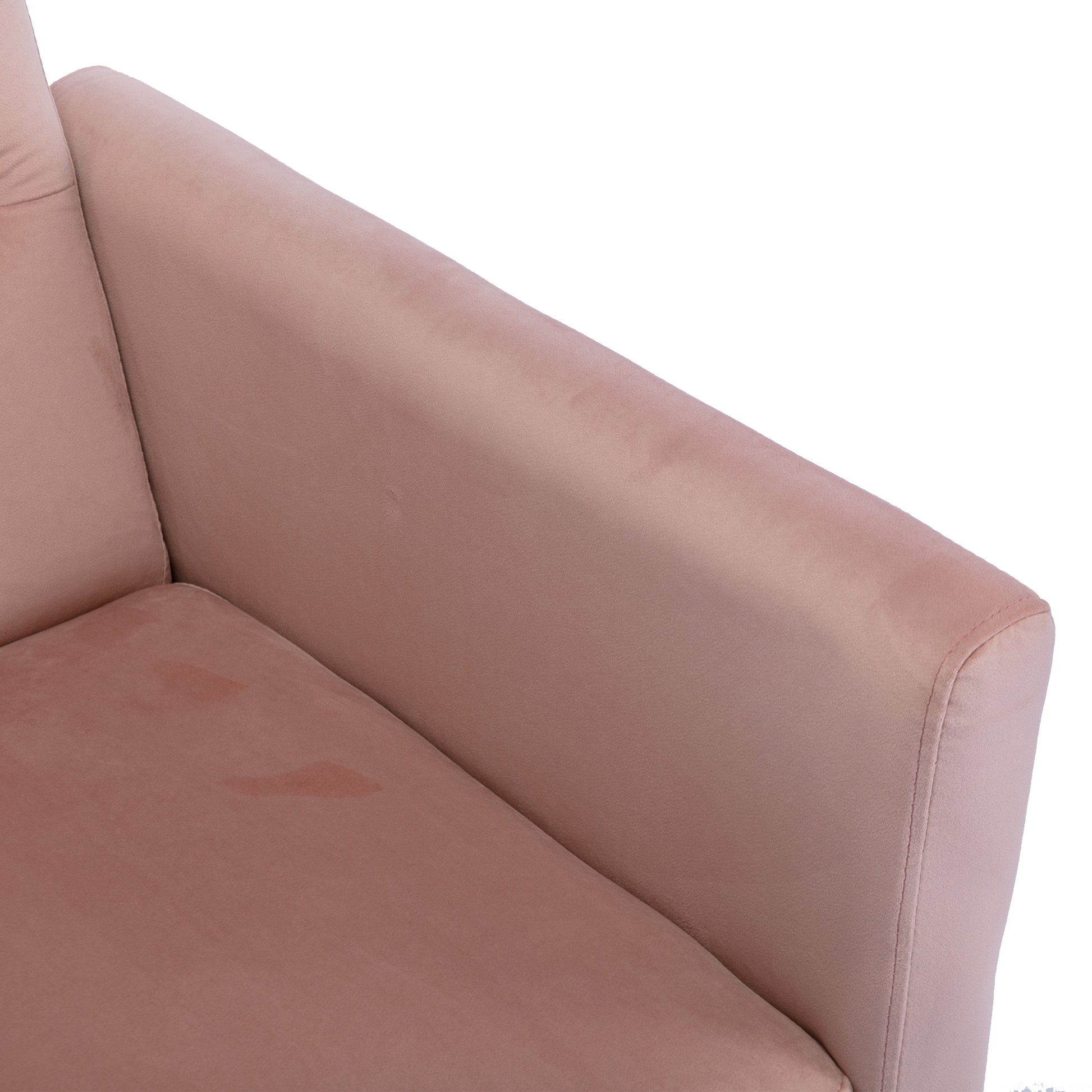 Coolmore Velvet Accent Chair With Adjustable Armrests And Backrest, Button Tufted Lounge Chair, Single Recliner Armchair With Ottoman Pink Metal