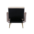 Coolmore Velvet Accent Chair With Adjustable Armrests And Backrest, Button Tufted Lounge Chair, Single Recliner Armchair With Ottoman Beige Metal