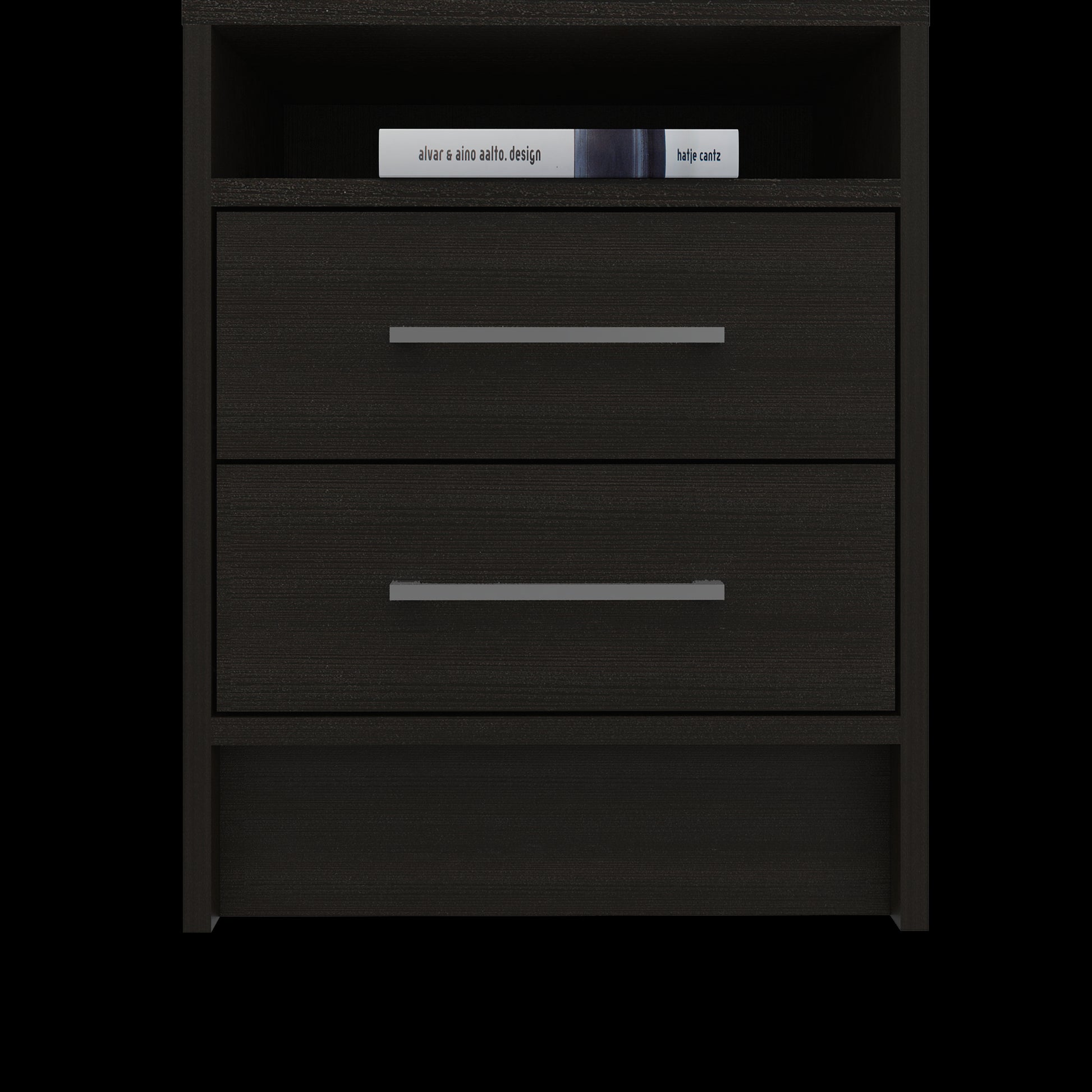 Rowley 2 Drawer 1 Shelf Rectangle Nightstand Black Wengue Black Particle Board