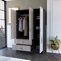 Black Rock 2 Drawer Small Armoire With Mirror Door Black Wengue And Light Gray Beige Particle Board