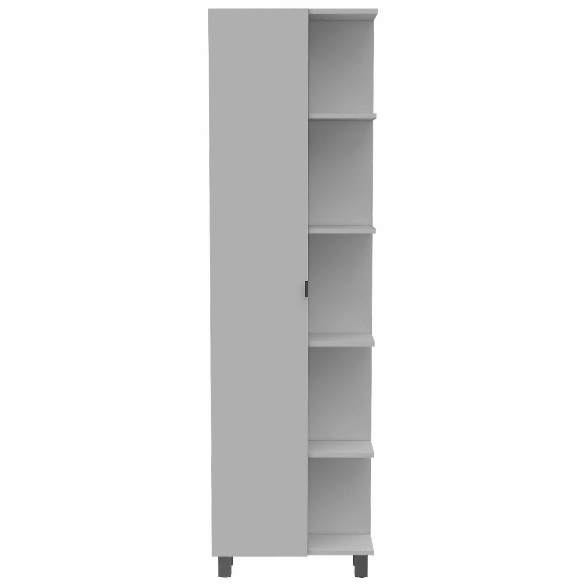 White 5 Shelf Linen Cabinet White Particle Board