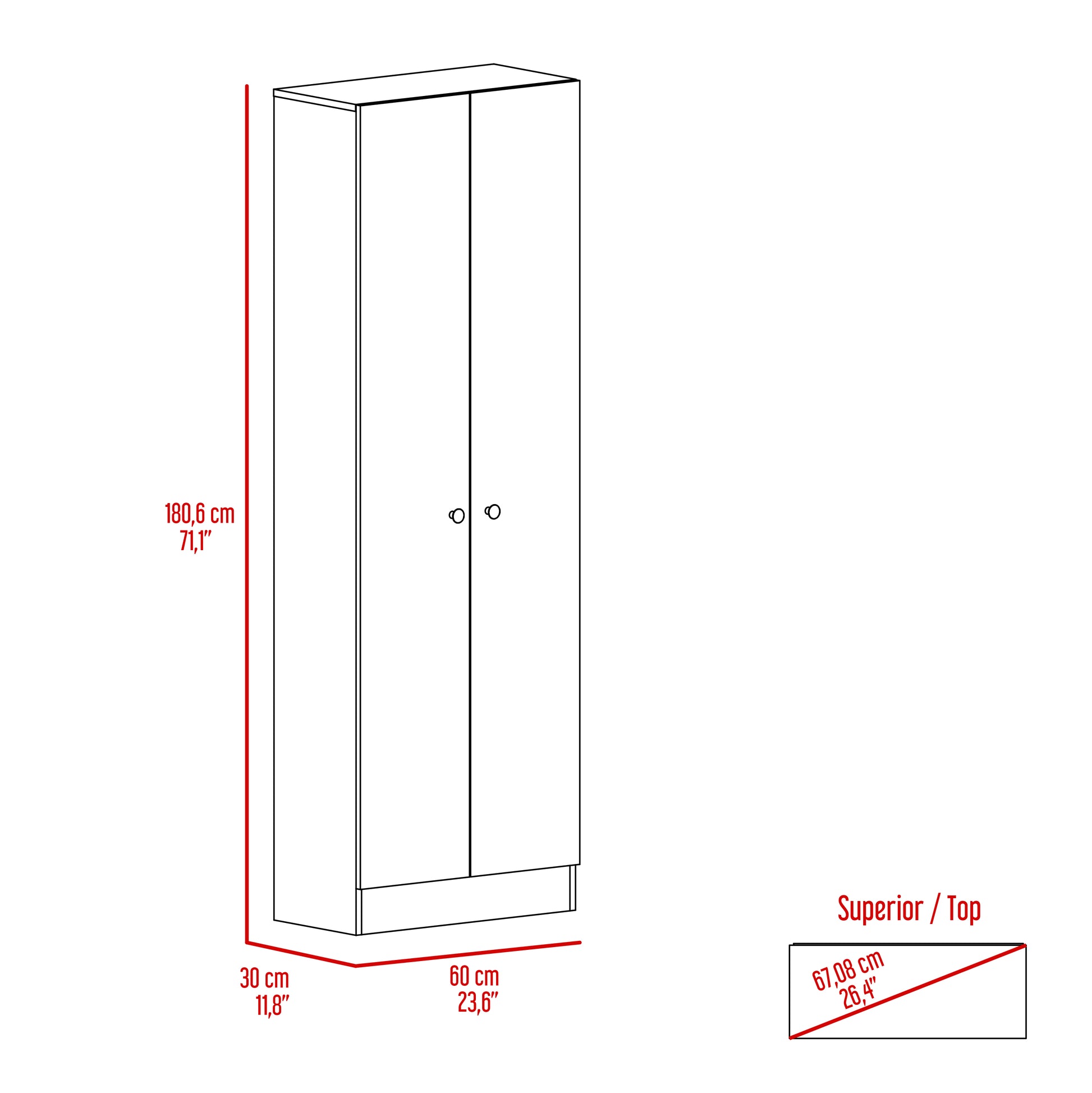 Buxton Rectangle 2 Door Storage Tall Cabinet Light Oak And Black Wengue Beige Particle Board