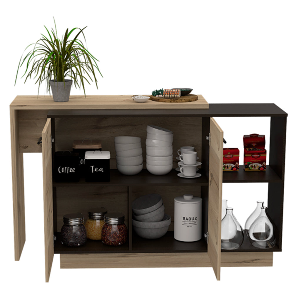 Chesterfield 2 Shelf 1 Drawer Kitchen Island Black Wengue And Light Oak Black Particle Board