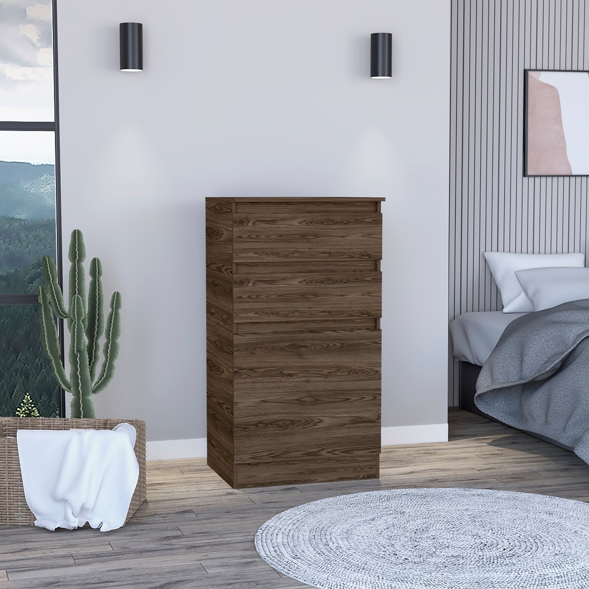 Cassel 2 Drawer Dresser Dark Walnut Brown Particle Board Cassel 2 Drawer Dresser Dark Walnut Brown Particle Board