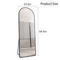 The 4St Generation Of Floor Mounted Full Length Mirrors. Aluminum Alloy Metal Frame Arched Wall Mirror, Bathroom Makeup Mirror, Bedroom Porch, Clothing Store, Wall Mounted. Black 65 