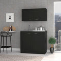 Cambridge 2 Piece Rectangle Cabinet Set Black Wengue Black Particle Board