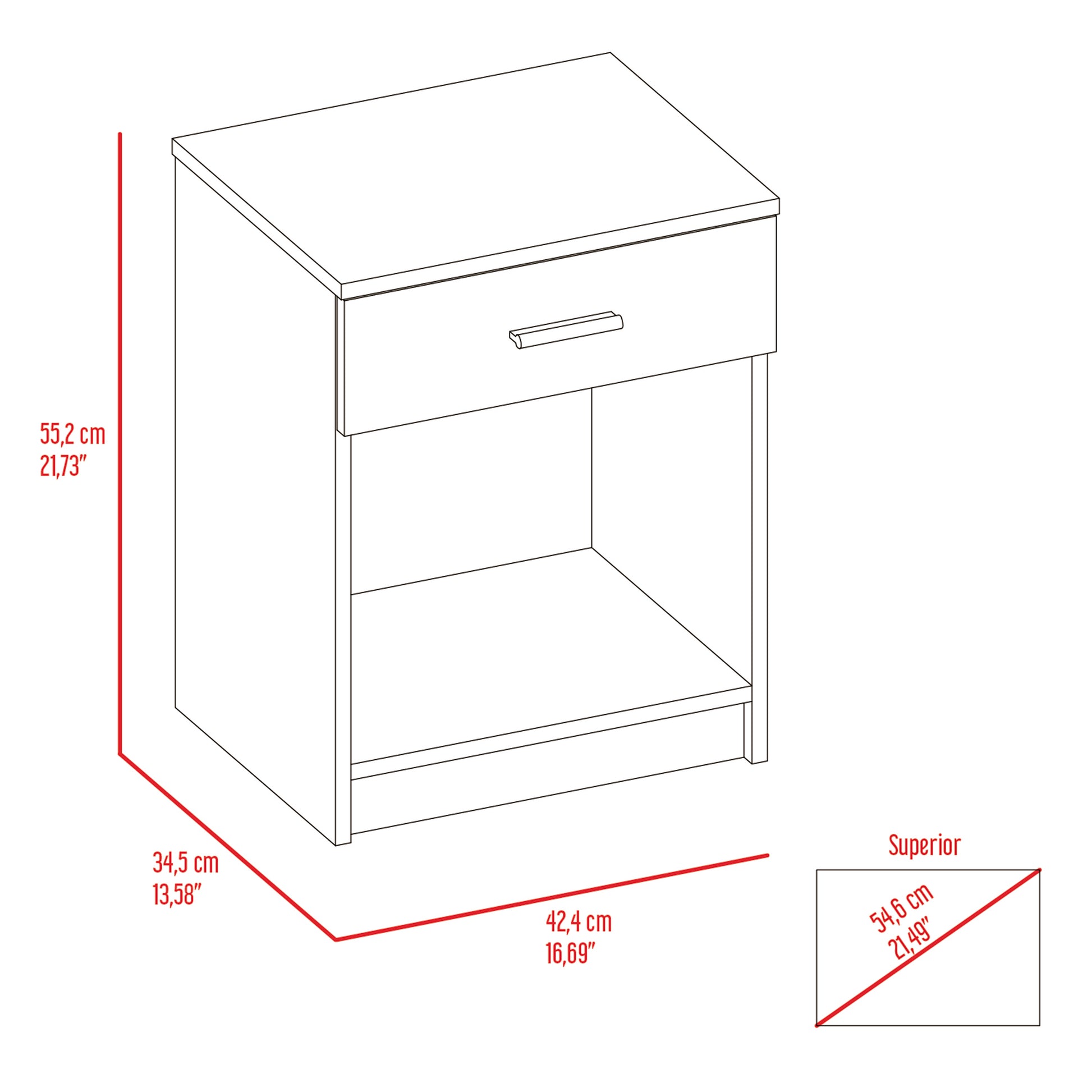 Merimac 1 Drawer 1 Shelf Nightstand Light Oak Light Oak Particle Board