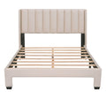Full Size Storage Bed Velvet Upholstered Platform Bed With A Big Drawer Beige Beige Velvet