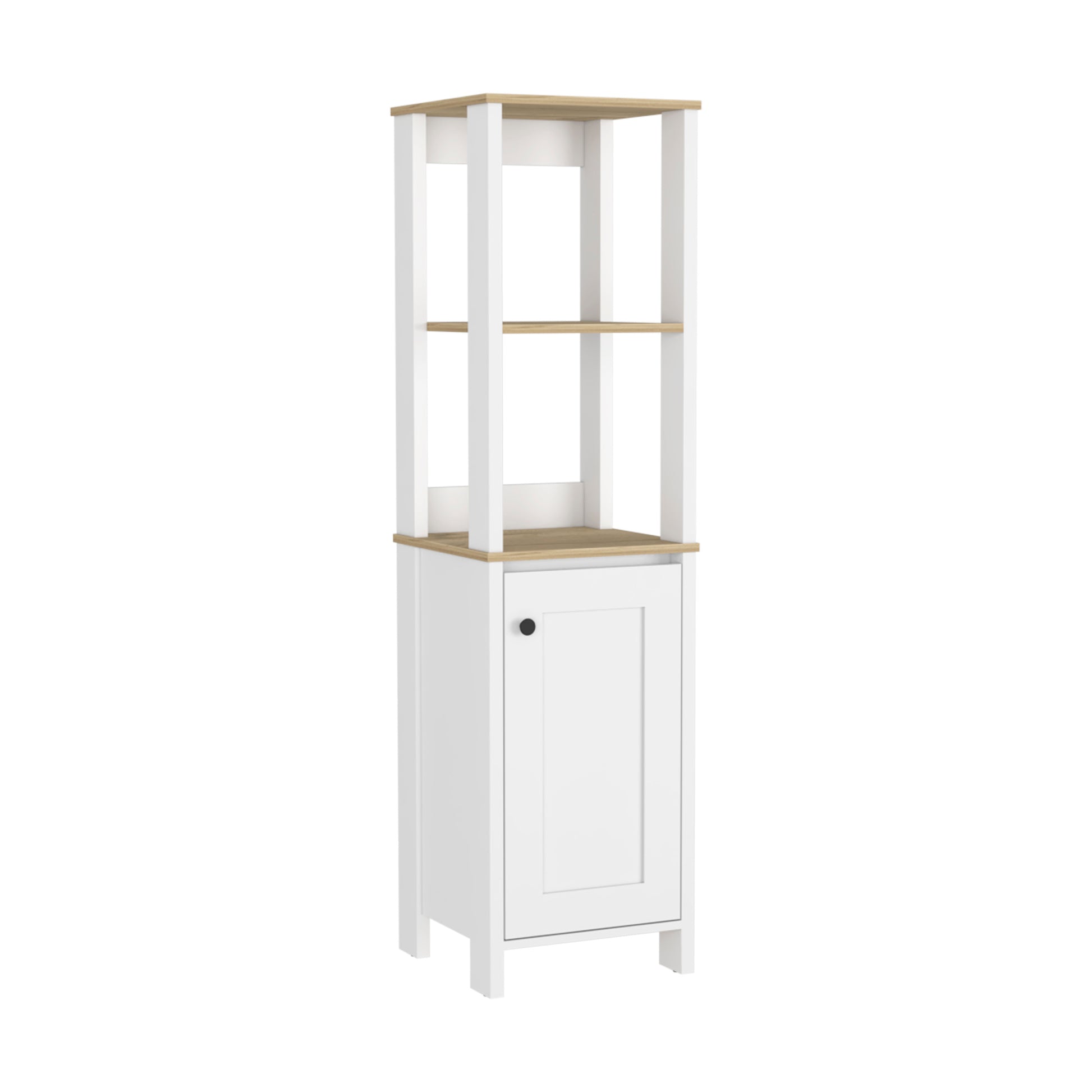 Hanover 4 Shelf Linen Cabinet Light Oak And White White Particle Board