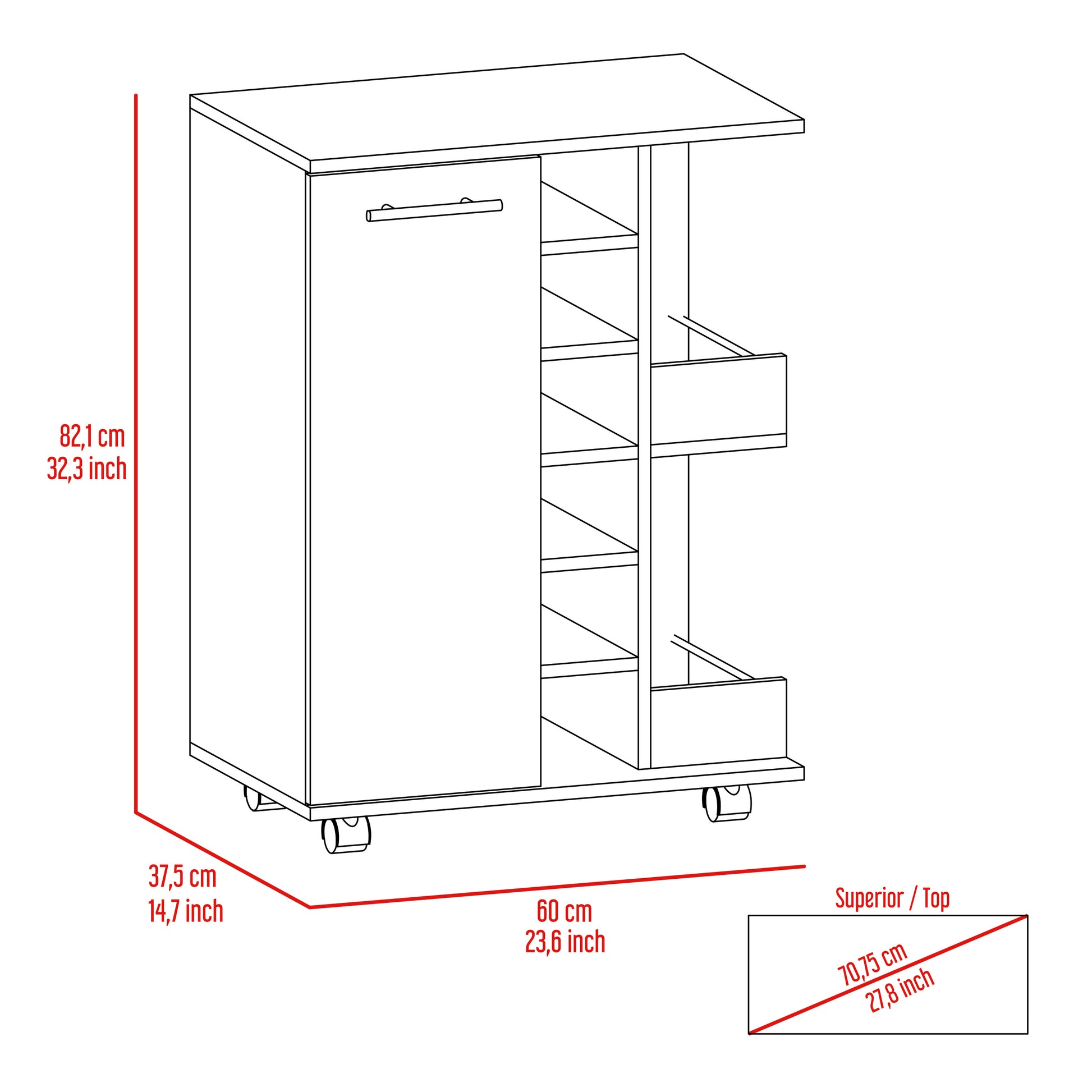 Bartlet 2 Shelf 6 Bottle Bar Cart With Division Light Oak Light Oak Particle Board