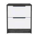 Smokey Oak And White 2 Drawer Nightstand Gray Particle Board