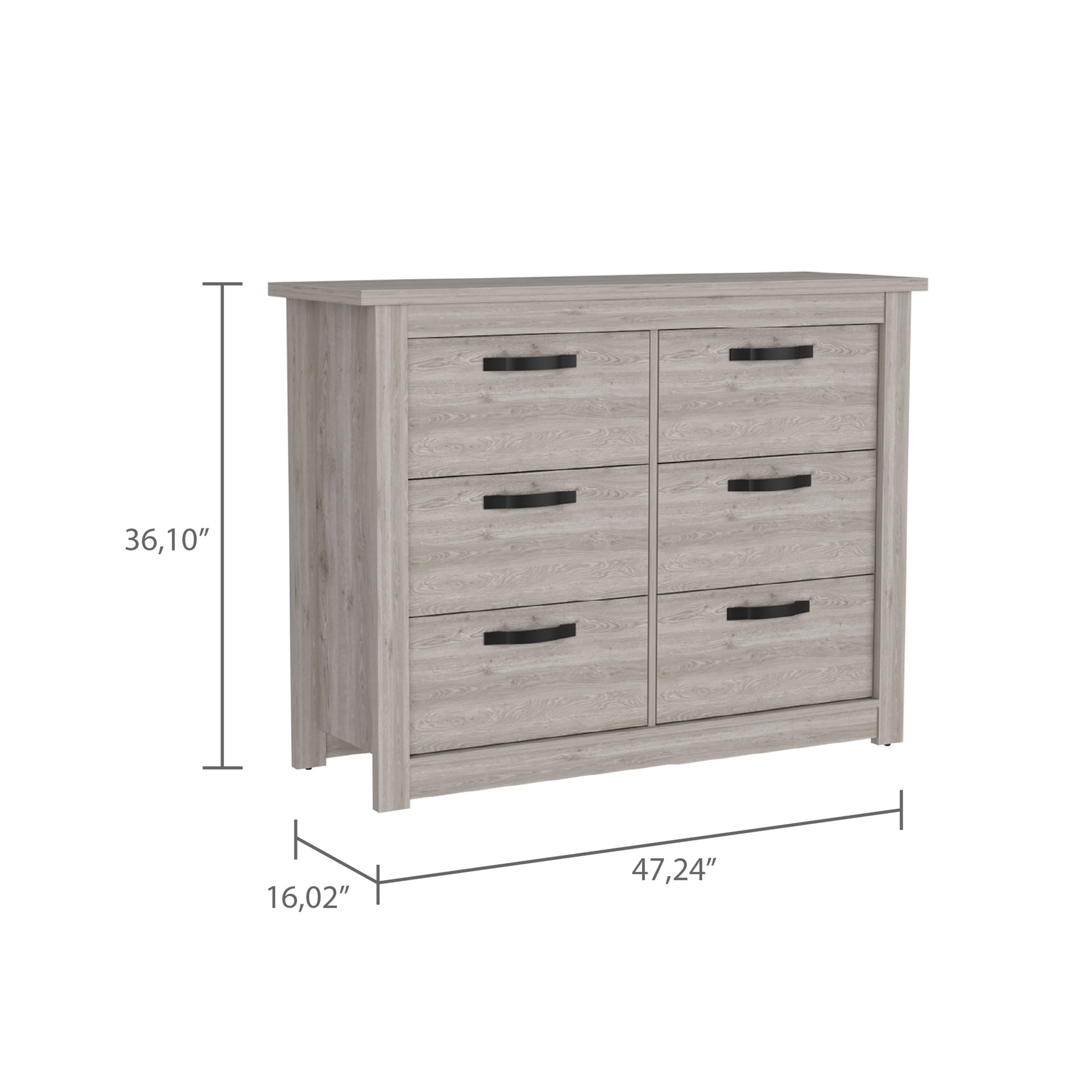 Bellingham 6 Drawer Dresser Light Gray Light Gray Particle Board