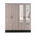 Black Rock 2 Drawer Large Armoire With Mirror Doors Black Wengue And Light Gray Beige Particle Board