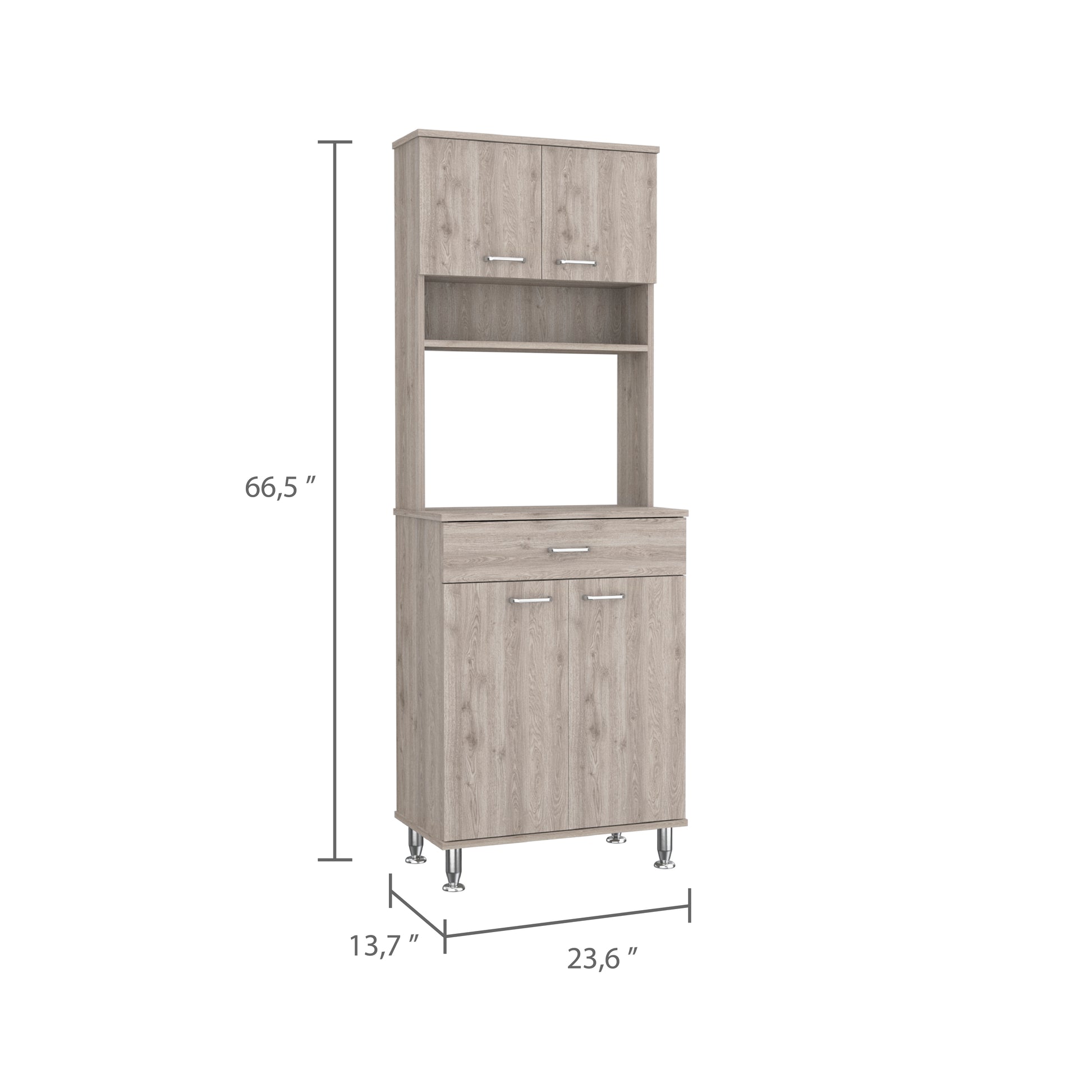 Santa Maria 1 Drawer 1 Shelf Area Pantry With Adjustable Metal Legs Light Grey Light Gray Particle Board