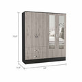 Black Rock 2 Drawer Large Armoire With Mirror Doors Black Wengue And Light Gray Beige Particle Board