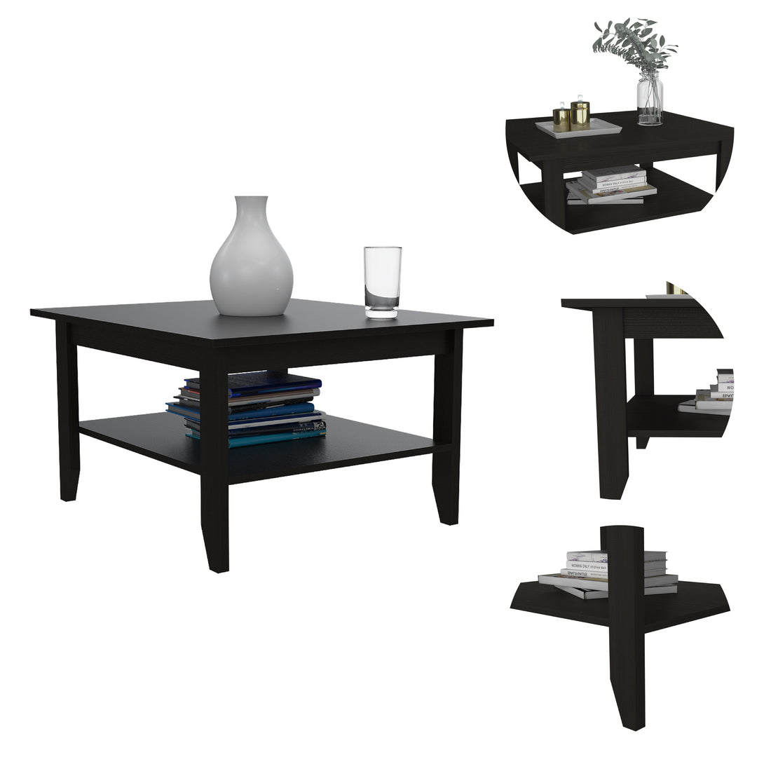 Danvers Rectangle Coffee Table Black Wengue Black Particle Board