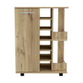 Bartlet 2 Shelf 6 Bottle Bar Cart With Division Light Oak Light Oak Particle Board