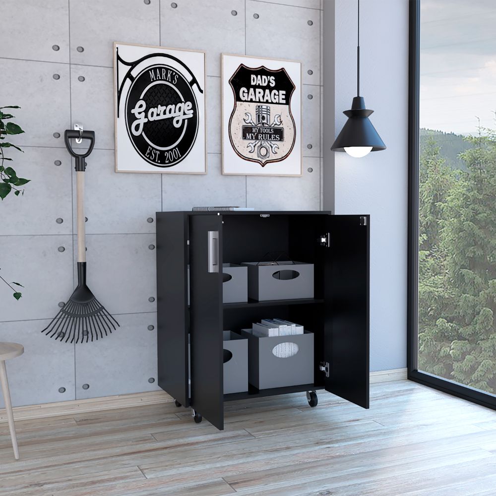 Black Wengue Rectangle Storage Cabinet Base Black Particle Board