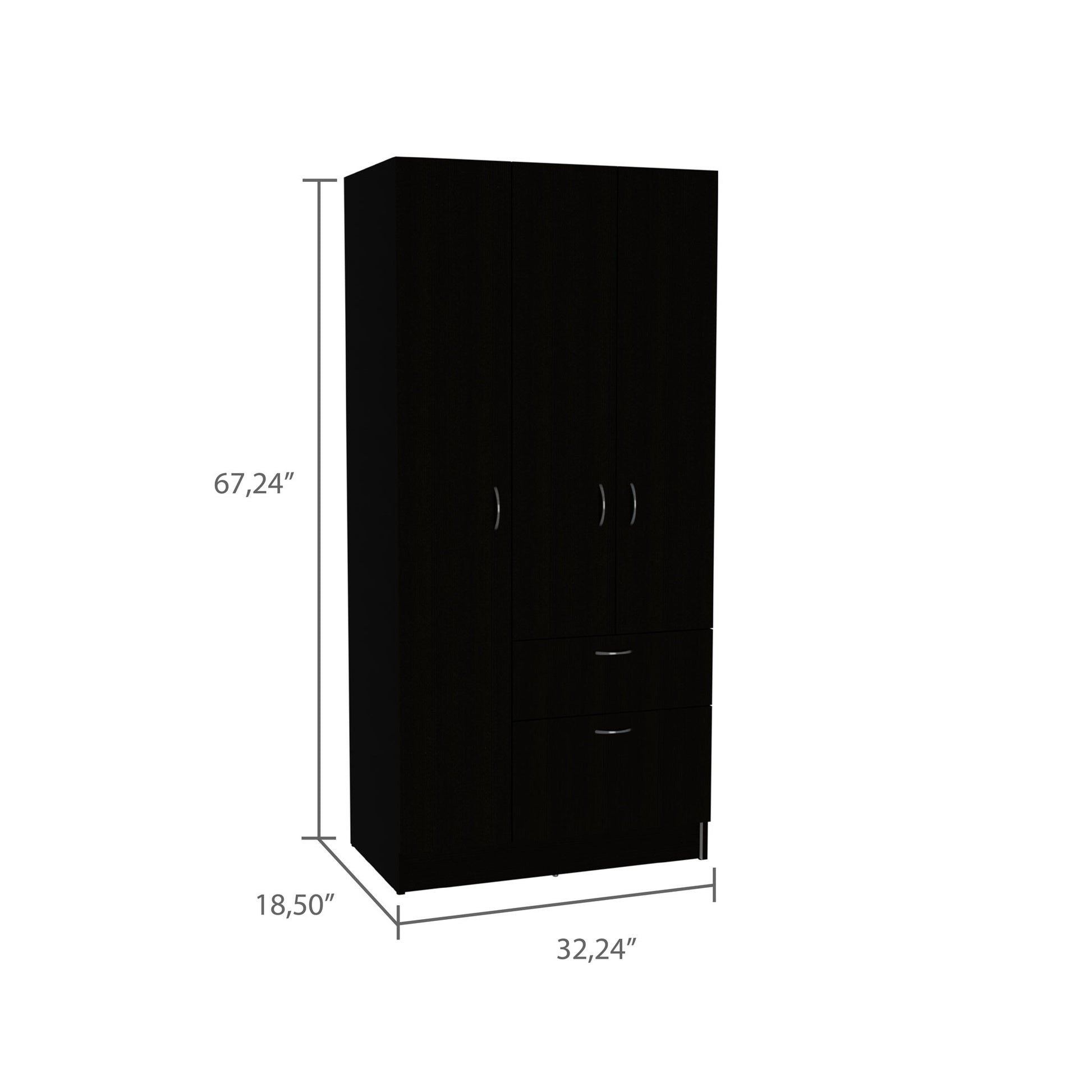 Meredith 1 Drawer Rectangle Armoire Black Wengue And White Black Particle Board