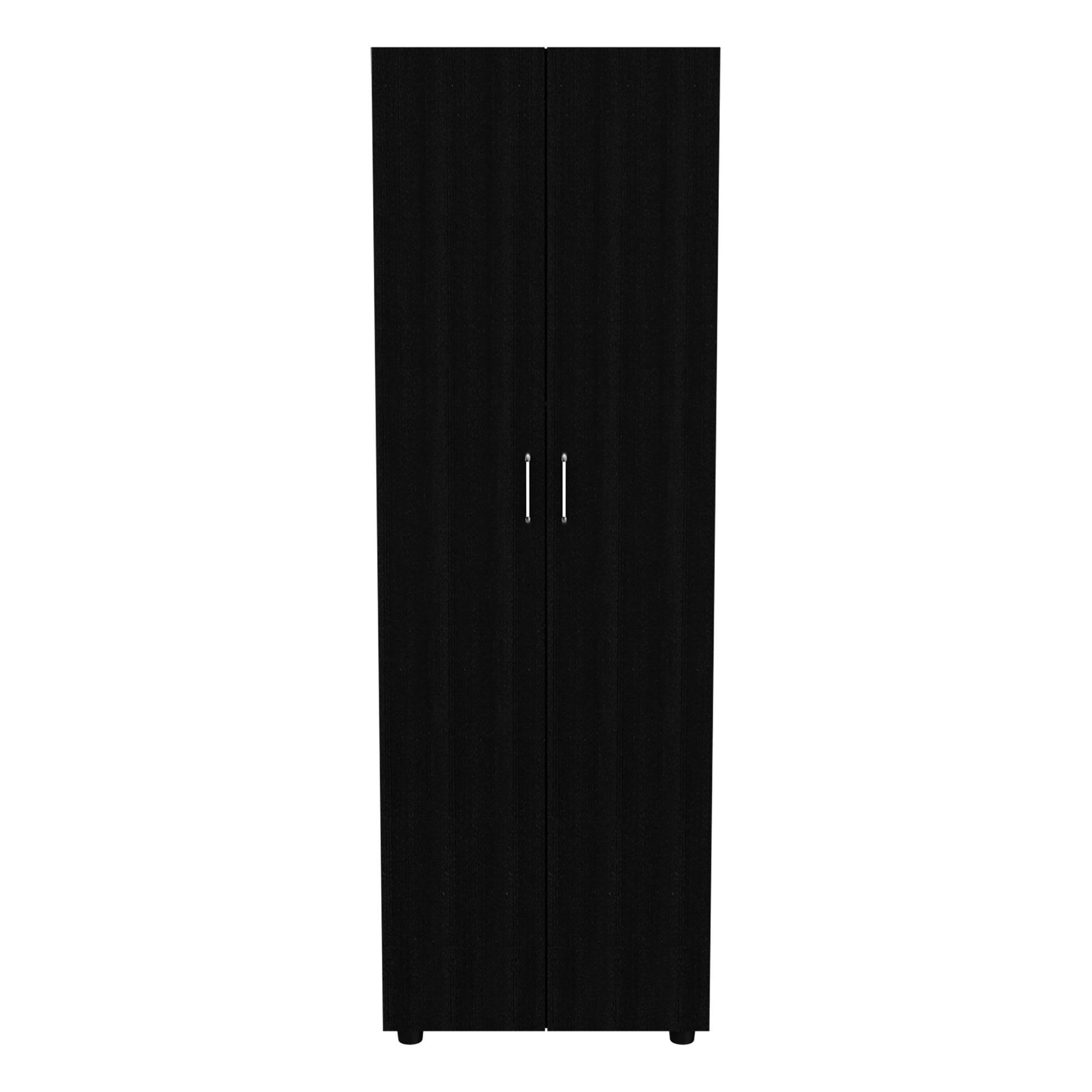 Chagrin 2 Shelf Rectangle Armoire Black Wengue Black Particle Board