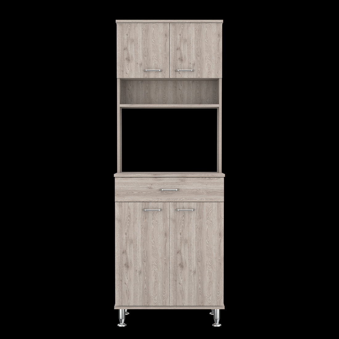 Santa Maria 1 Drawer 1 Shelf Area Pantry With Adjustable Metal Legs Light Grey Light Gray Particle Board