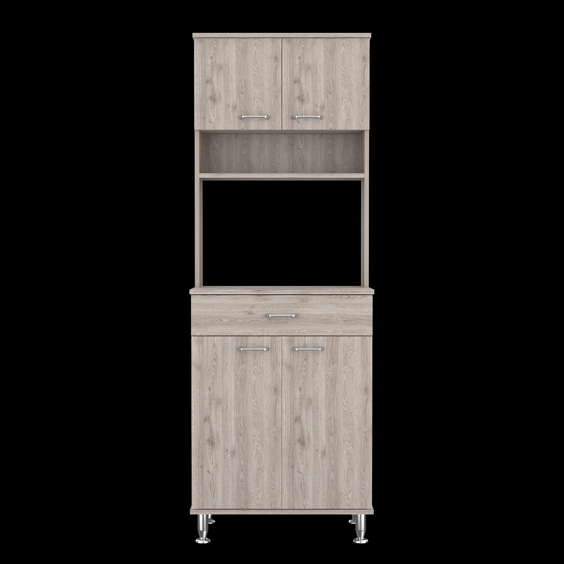Santa Maria 1 Drawer 1 Shelf Area Pantry With Adjustable Metal Legs Light Grey Light Gray Particle Board
