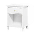 26.77''H Wooden Nightstand With One Drawer One Shelf For Kids, Adults, White White Mdf