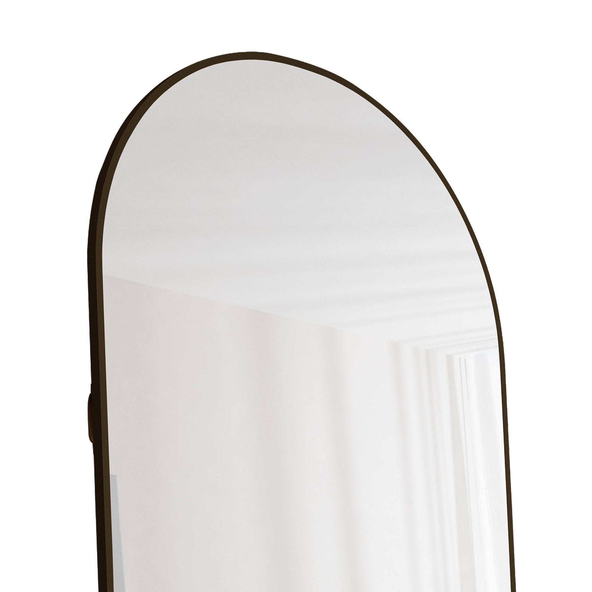 The 3St Generation Of Floor Mounted Full Length Mirrors. Aluminum Alloy Metal Frame Arched Wall Mirror, Bathroom Makeup Mirror, Bedroom Porch, Clothing Store, Wall Mounted. Black 65 "* 23" W1151109084 Black Glass