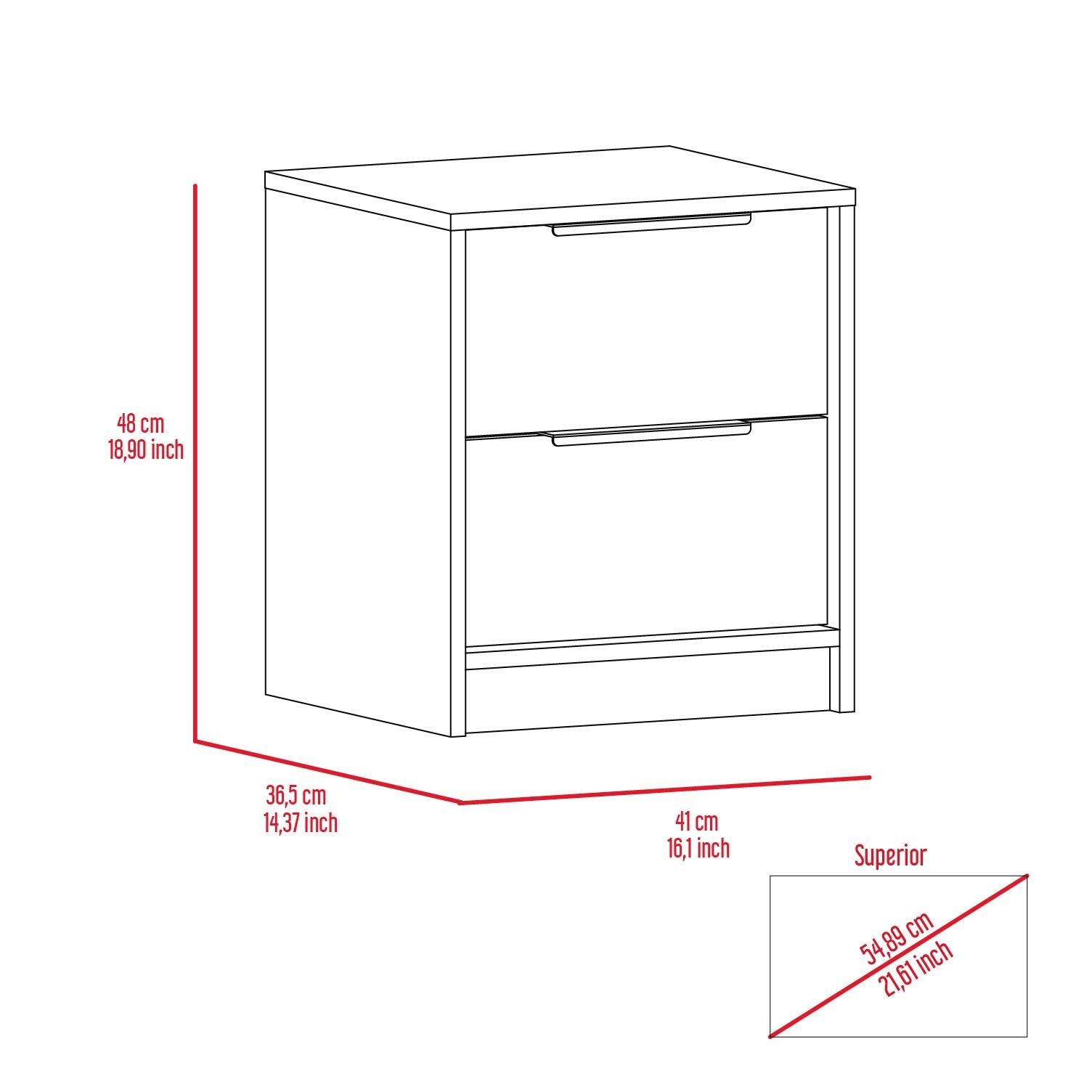 Cannon 2 Drawer Nightstand Light Grey Light Gray Particle Board