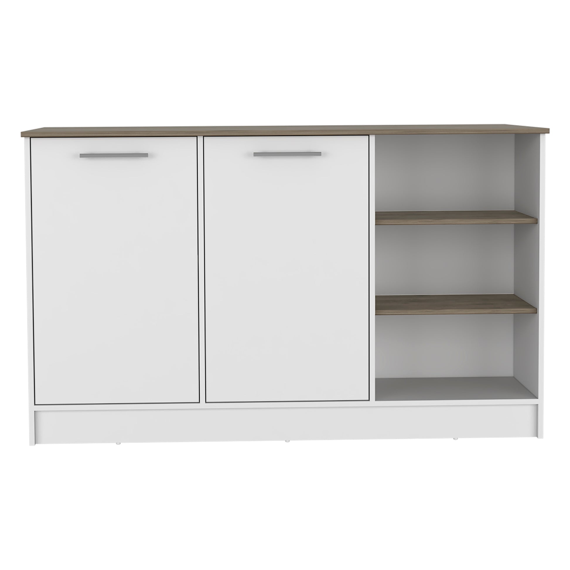 Beacon Falls 3 Shelf Rectangle Kitchen Island White And Dark Brown White Particle Board