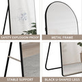 The 4St Generation Of Floor Mounted Full Length Mirrors. Aluminum Alloy Metal Frame Arched Wall Mirror, Bathroom Makeup Mirror, Bedroom Porch, Clothing Store, Wall Mounted. Black 65 