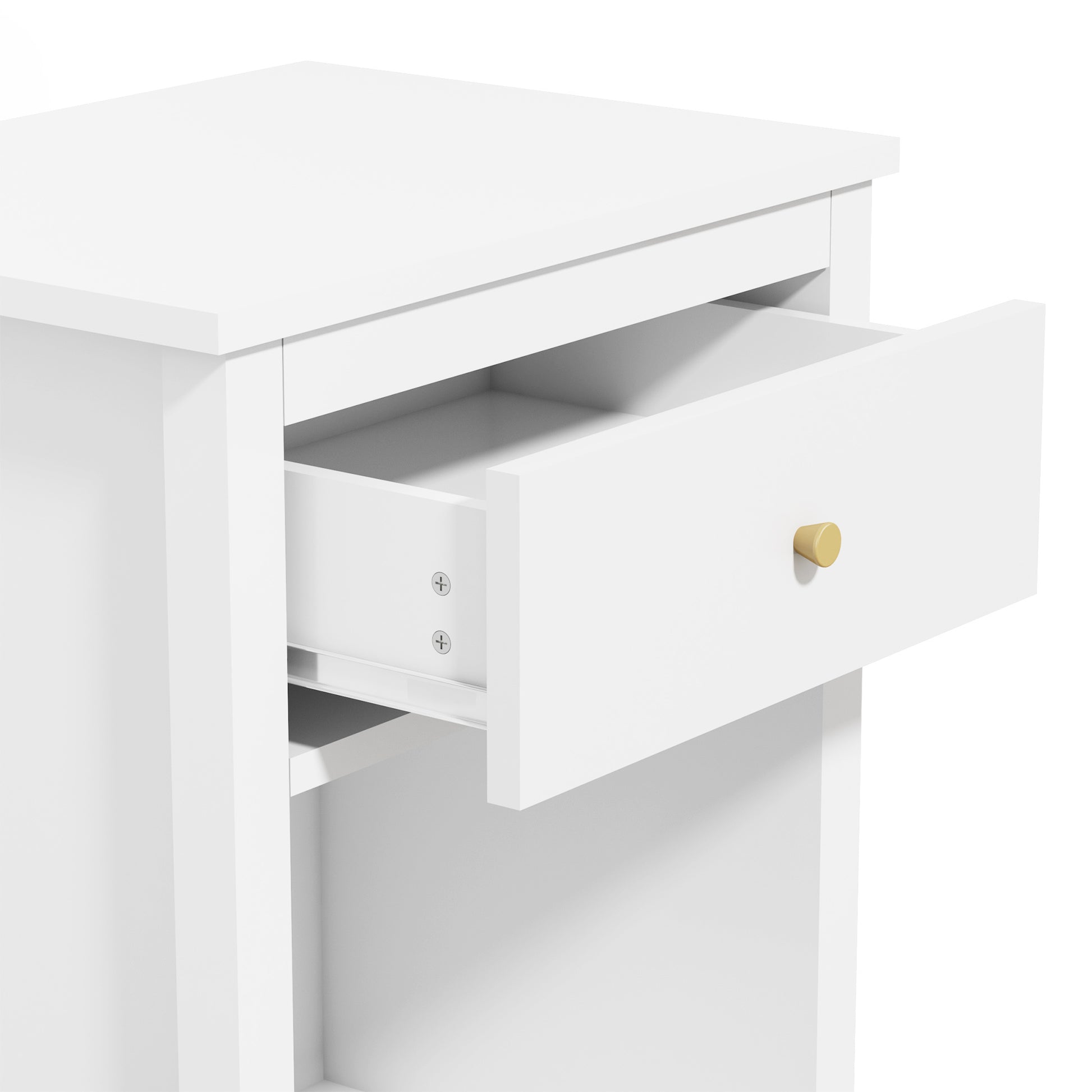 26.77''H Wooden Nightstand With One Drawer One Shelf For Kids, Adults, White White Mdf