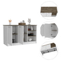 Beacon Falls 3 Shelf Rectangle Kitchen Island White And Dark Brown White Particle Board