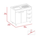 White 3 Drawer Base Cabinet White Particle Board