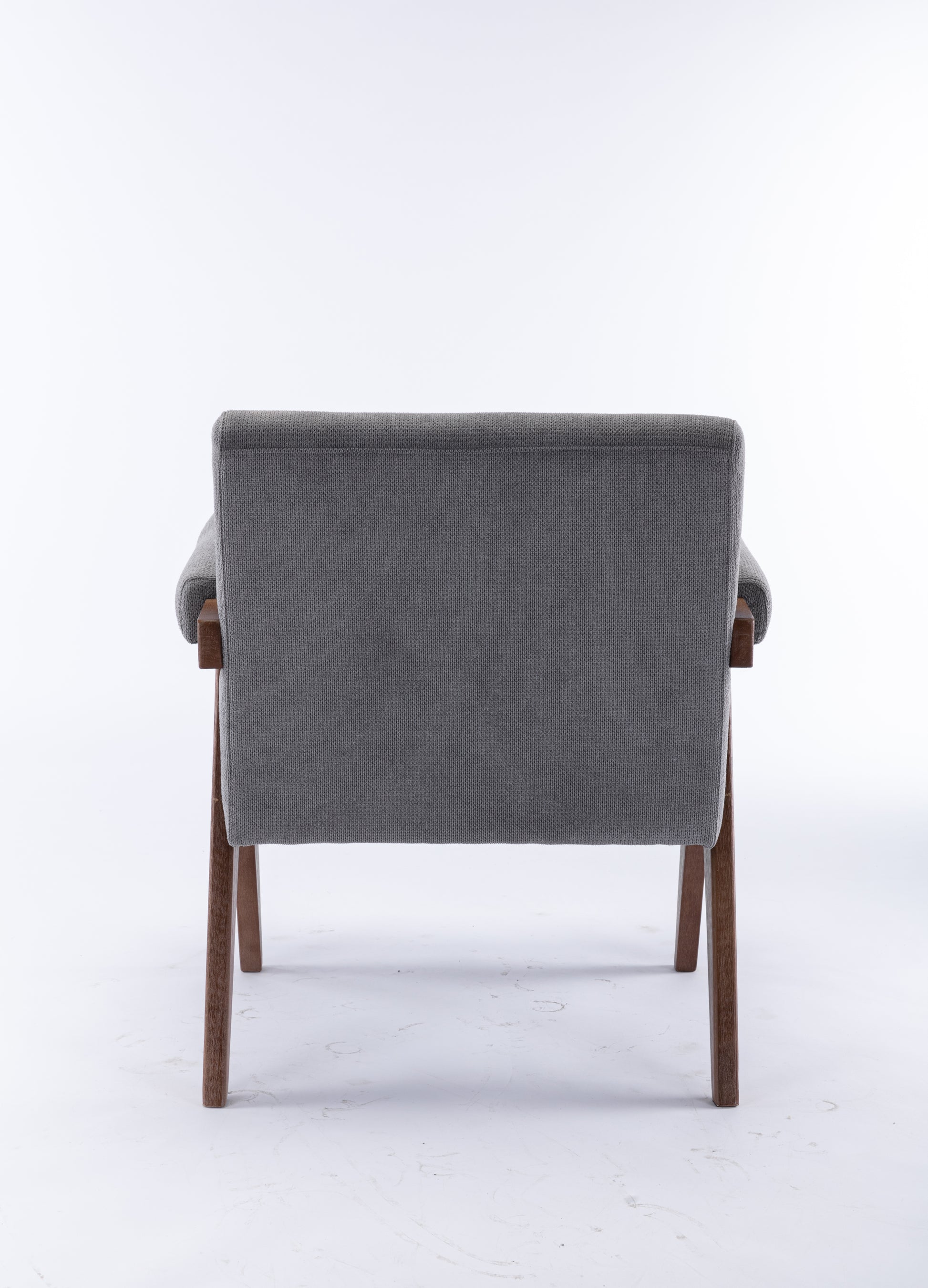 Accent Chair, Kd Rubber Wood Legs With Walnut Finish. Fabric Cover The Seat. With A Cushion.Grey Gray Foam Solid Wood