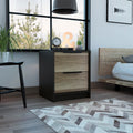 Black Wengue And Pine 2 Drawer Nightstand Black Particle Board