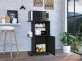 Napenthe 1 Shelf Kitchen Cart With Caster Black Wengue Black Particle Board