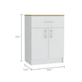 Wilmington 1 Drawer Rectangle Pantry Cabinet White And Light Oak White Particle Board