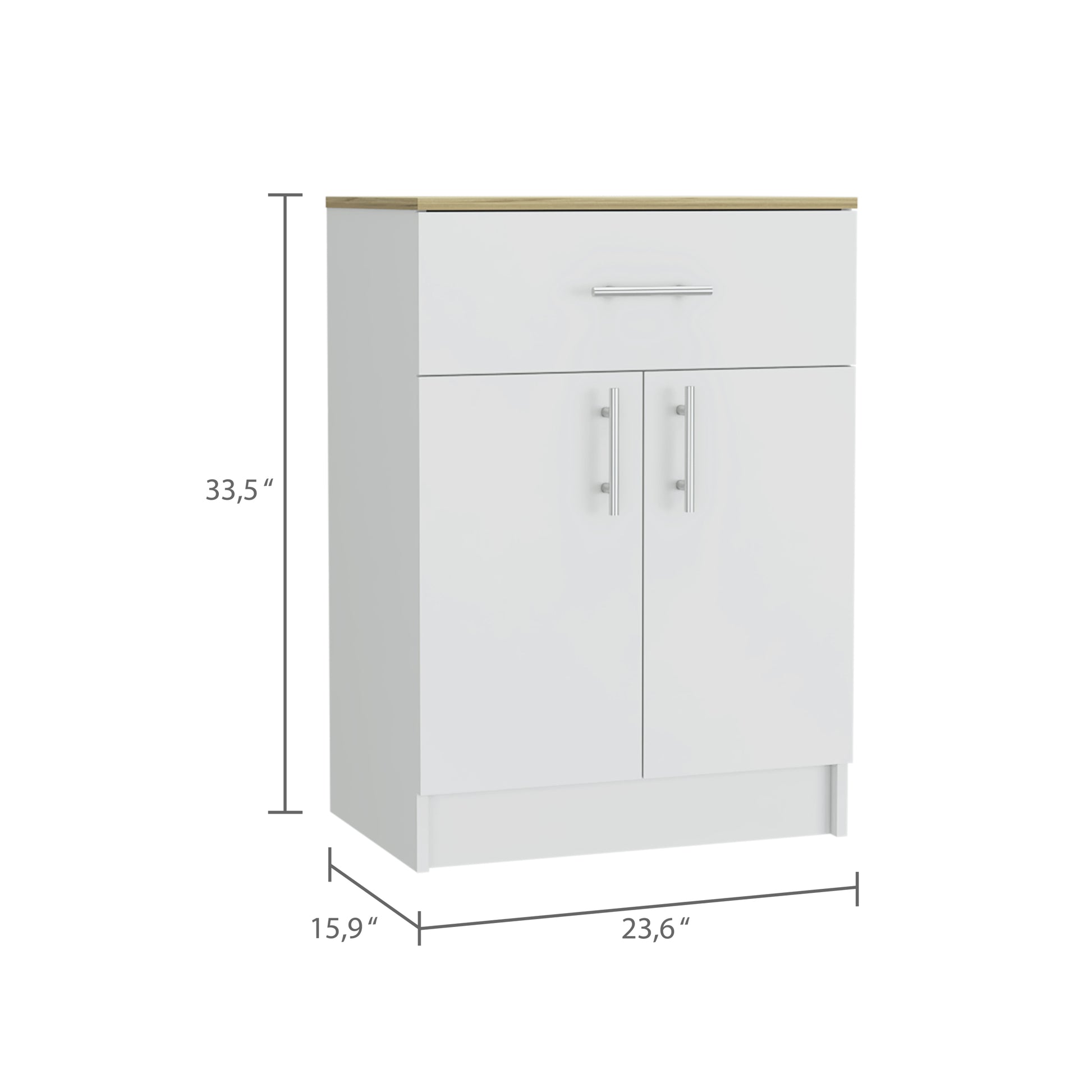 Wilmington 1 Drawer Rectangle Pantry Cabinet White And Light Oak White Particle Board