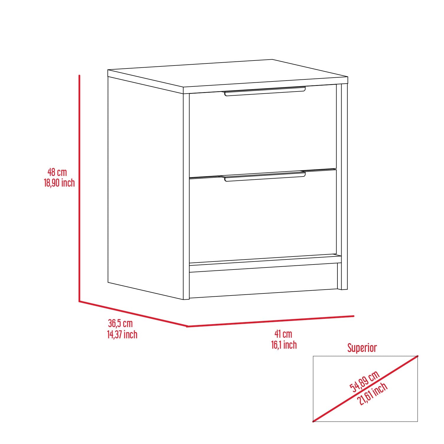 Smokey Oak And White 2 Drawer Nightstand Gray Particle Board