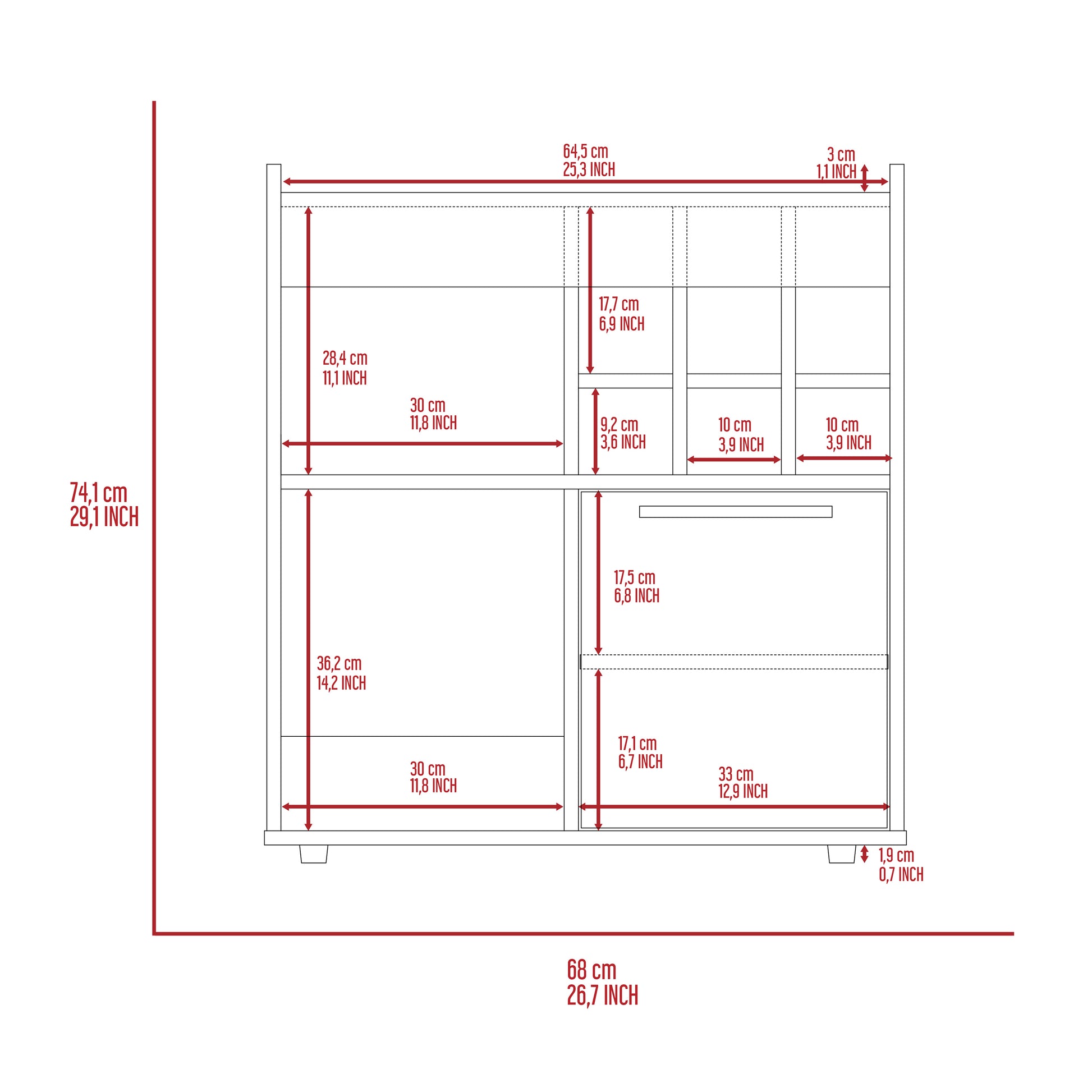 Smokey Oak 6 Bottle 2 Shelf Bar Cabinet Gray Particle Board