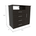 Black Wengue 4 Drawer 1 Shelf Dresser Black Primary Living Space Particle Board