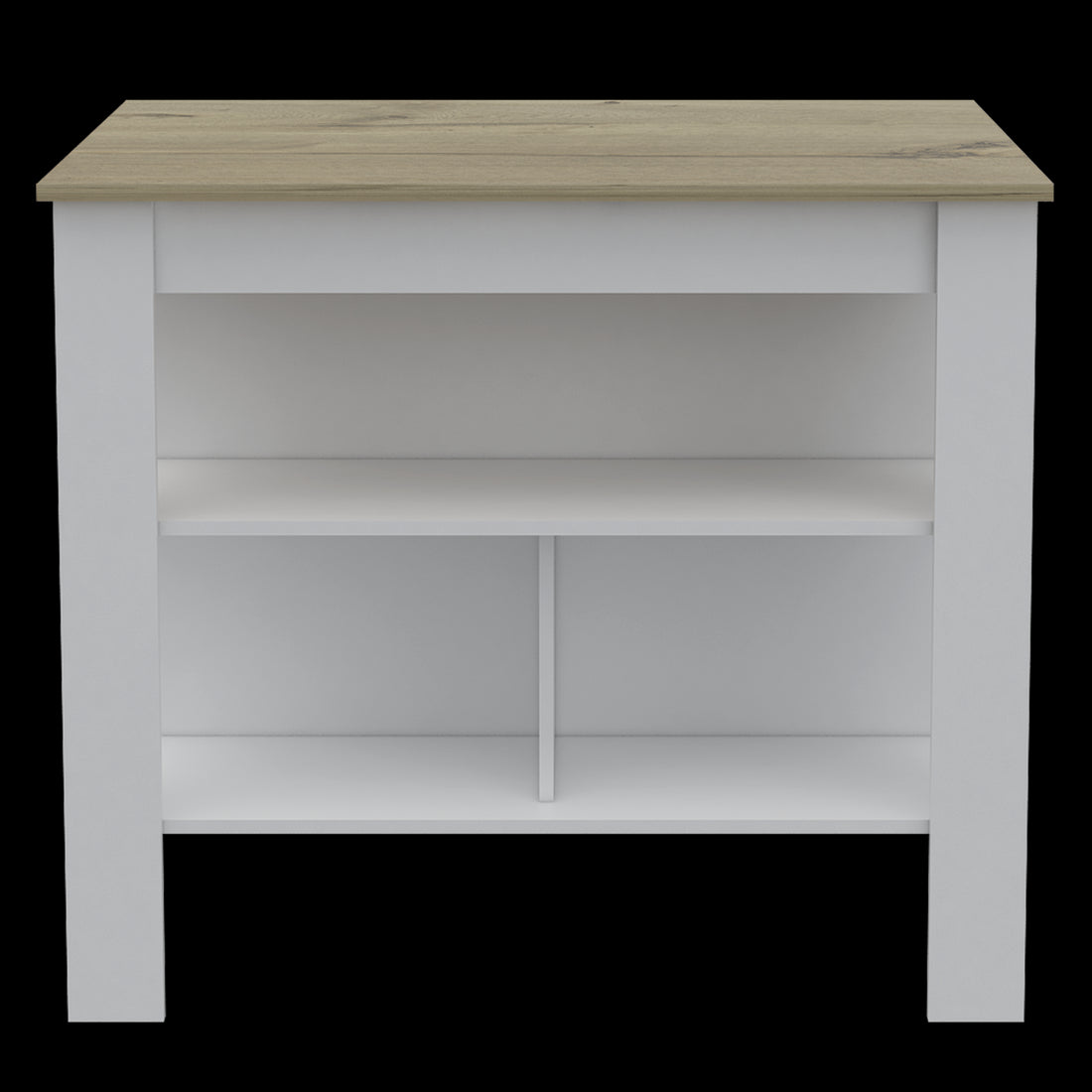 Rockaway 3 Shelf Kitchen Island White And Light Oak White Particle Board