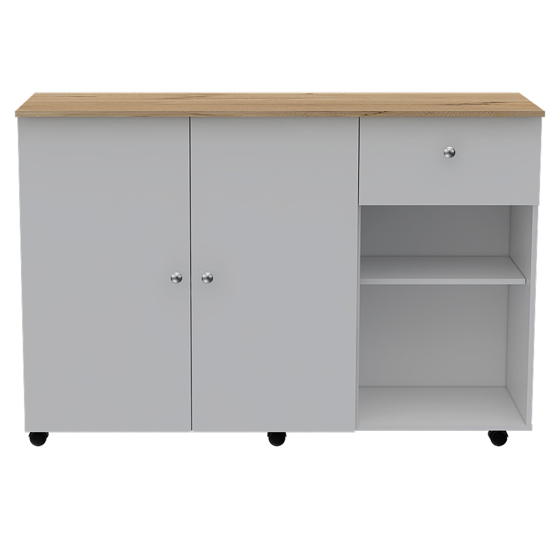 Sayville 2 Drawer 2 Shelf Kitchen Island White And Pine White Particle Board