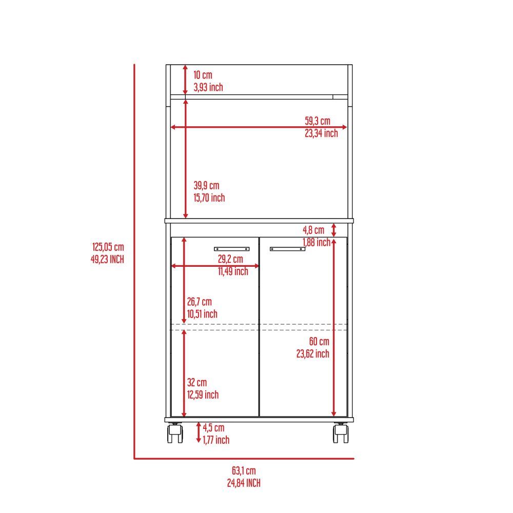 Black Wengue 1 Shelf 2 Door Kitchen Pantry Black Particle Board